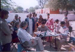 Patients attending mobile hospital