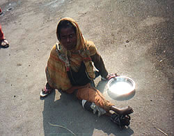 Street woman with disability